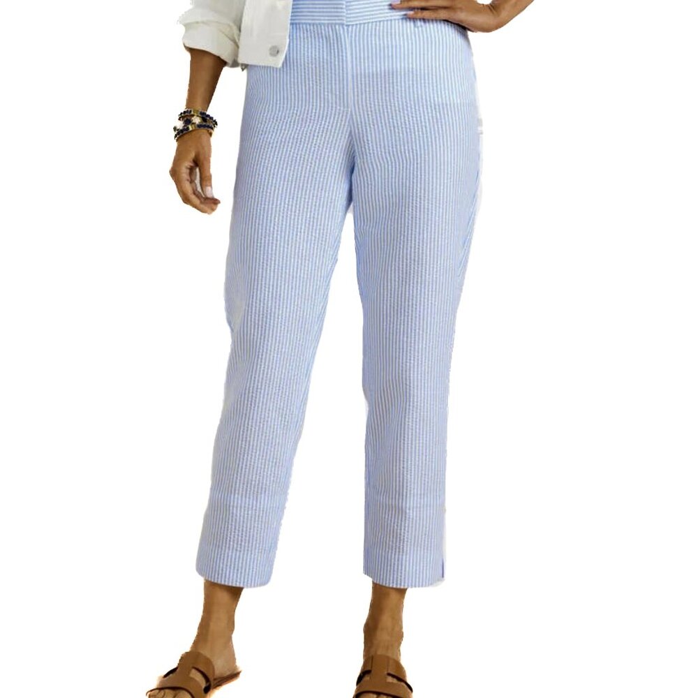 Talbots‎ Seersucker Perfect Crops - Cruise Stripe Pants Size 10 - NWOT